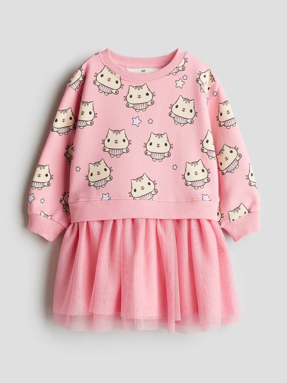 H&M Girls Gabby’s Dollhouse Cakey Cat Pink Sweatshirt & Tulle Dress Sz 6X/7